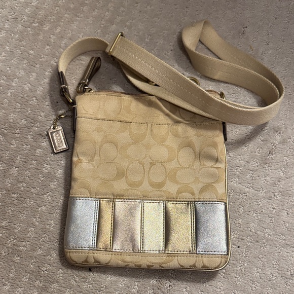 Coach Tan and Silver Crossbody Bag - Picture 3 of 4